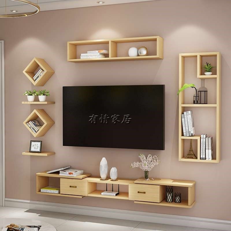 欧式实木电视柜置物架壁挂背景墙柜装饰吊柜卧室客厅墙上多层书架,住宅家具,电视柜,淘宝优惠券,粉丝福利购,淘宝优惠卷