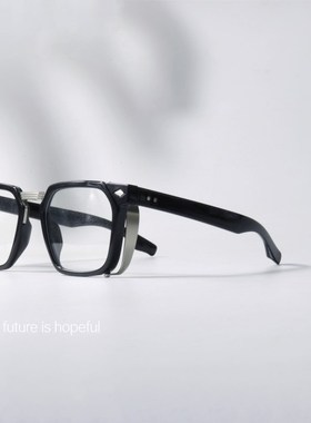 层次感设计方形黑色m眼镜框UV400复古百搭配近视蓝色墨镜太阳眼镜