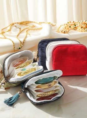2025新款时尚简约首饰收纳包精致女收纳袋便携随身拉链高档首饰袋