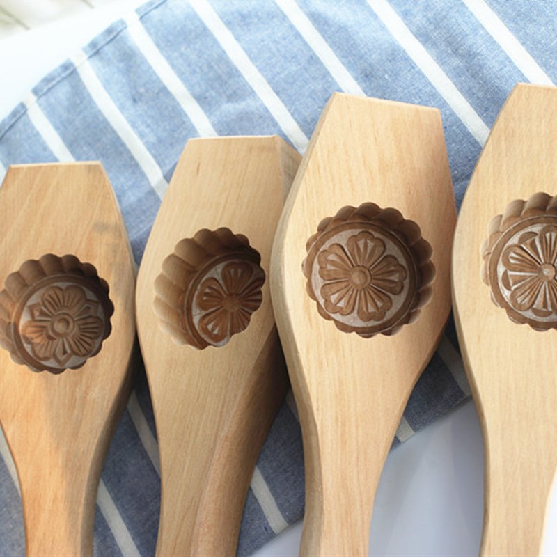 花瓣家手工雕刻款木质月饼模具广式月饼模糕点模加深深度厘米