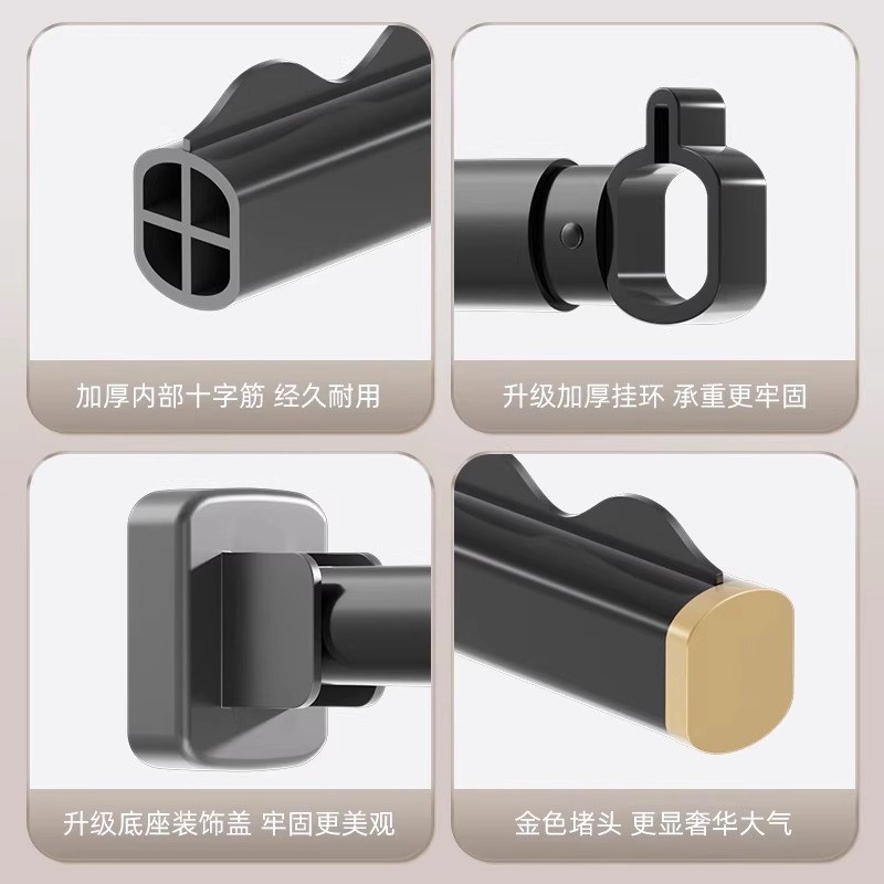 凯旗侧装晾衣杆墙上晒衣杆家用阳台固定挂衣杆折叠晾衣架防风挂杆
