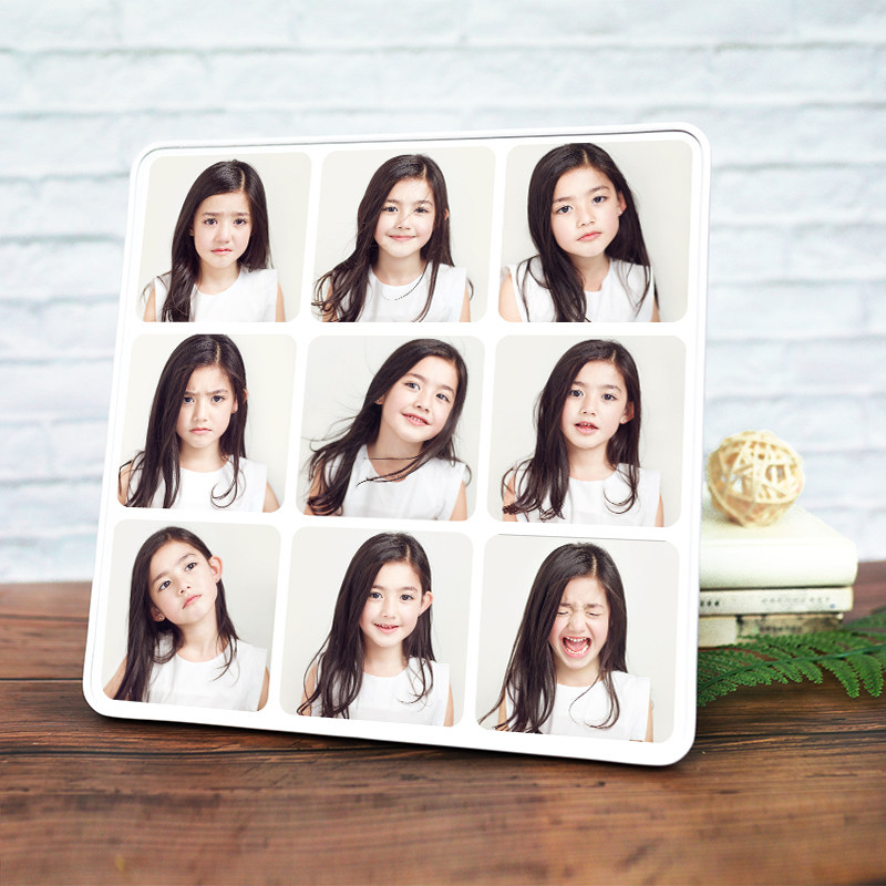 影楼儿童九宫格宝宝摆台照片定制水晶婚纱创意方形拼图相框挂墙,家居饰品,相框/画框,淘宝优惠券,粉丝福利购,淘宝优惠卷