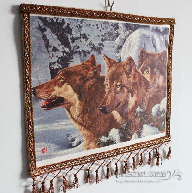 内蒙古特色工艺品 小号彩色毡画 蒙古毛毡画装饰画挂画 狼图腾