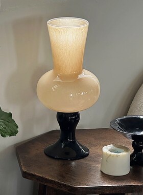 中古玻璃瓶绿色高脚法式in器插水养氛围感装饰送礼