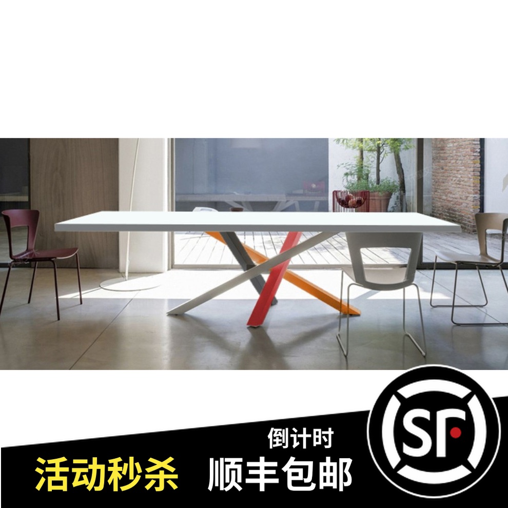 简约现代铁艺实木办公桌会议桌餐桌电脑桌写字台书桌桌子台式长桌