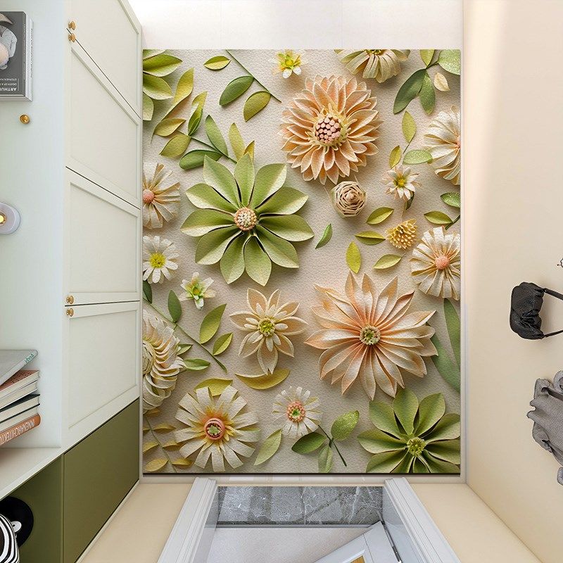 d立体卉皮革地垫入户门垫级感进门口耐脏免洗玄关垫地毯,居家布艺,入户地垫,淘宝优惠券,粉丝福利购,淘宝优惠卷