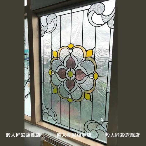 艺术玻璃屏风教堂镶嵌玻璃门窗隔断吊顶门窗玄关压透光