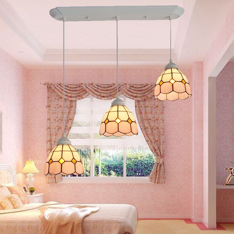 蒂凡尼灯地中海风格餐厅书房现代楼梯间鱼线吧创意三头吊灯