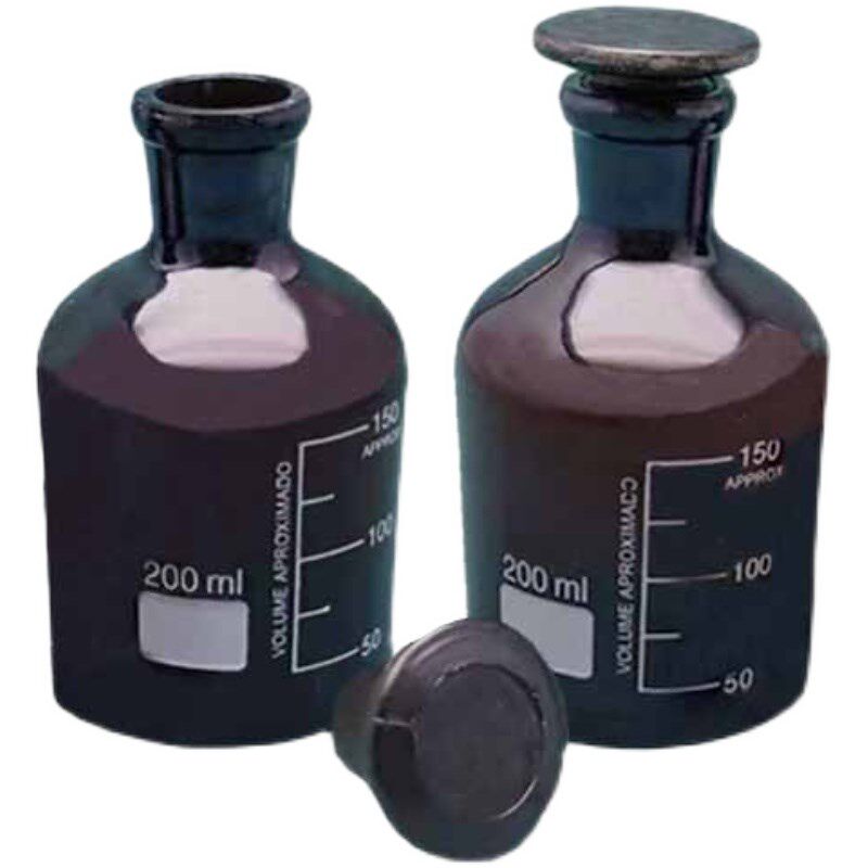 硫化物棕色样品瓶2 磨砂玻璃瓶广口瓶棕色具塞磨口玻璃瓶小口