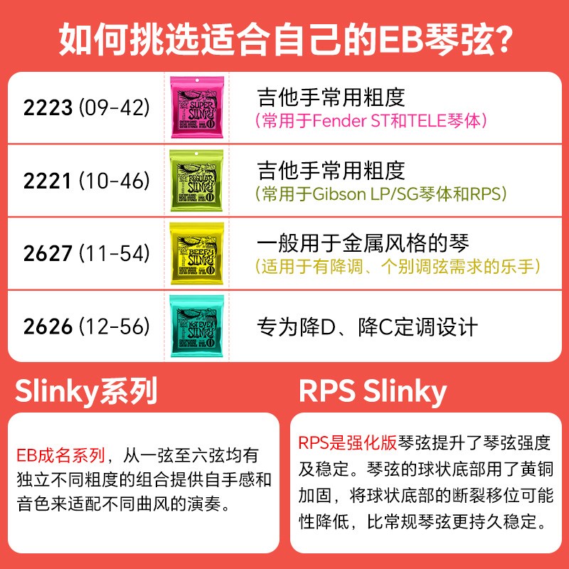EB电吉他琴弦美产行货Ernie Bll2221eb2223琴弦线2239六根装10