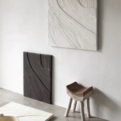 饰画极简侘寂风客厅单幅油画 抽象装 纯手绘油画 单色肌理欧式