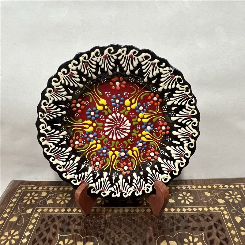 18厘米土耳其全手工陶瓷欧式客厅挂壁装饰沙拉水果盘颜色花纹随机