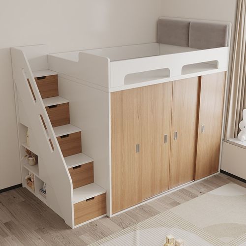 定制实木上床下柜多功能床衣帽间床一体小户型儿童半高床