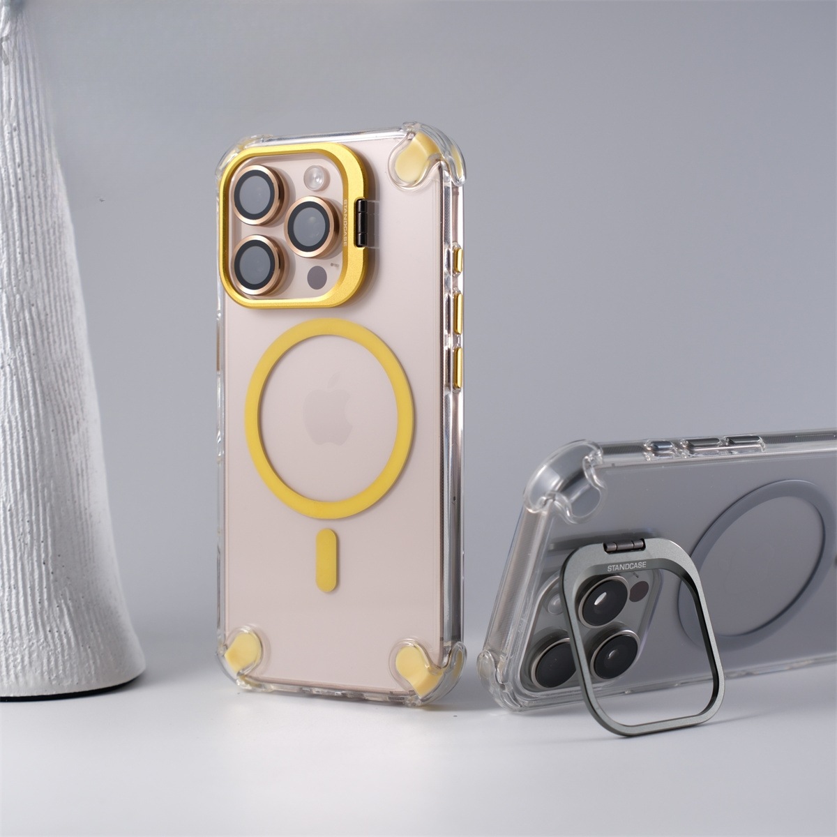 适用iPhone17透明磁吸苹果16镜头支架四角气囊防摔手机壳镜头膜15