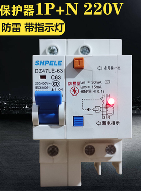 DZLE三相四线漏电关带防雷保护过载短路大孔接线带指示灯