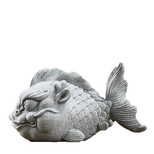 创意青砂石龙鱼精品茶宠家居客厅鱼缸造景桌面镇纸装饰品