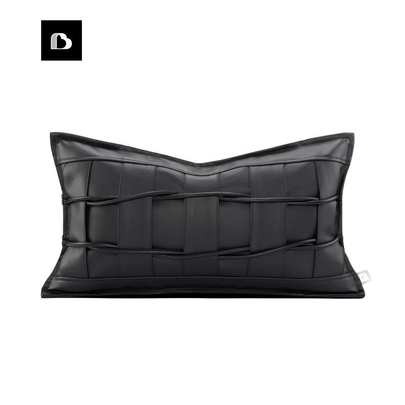 柏洛斯抱枕沙发客厅in风酒店样板间黑色皮靠枕办公室床头靠垫