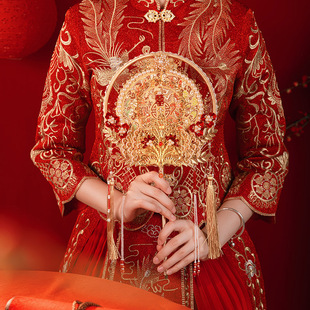七时吉祥新娘秀禾团扇仙气材料包级囍嫁手工复古风汉服喜扇