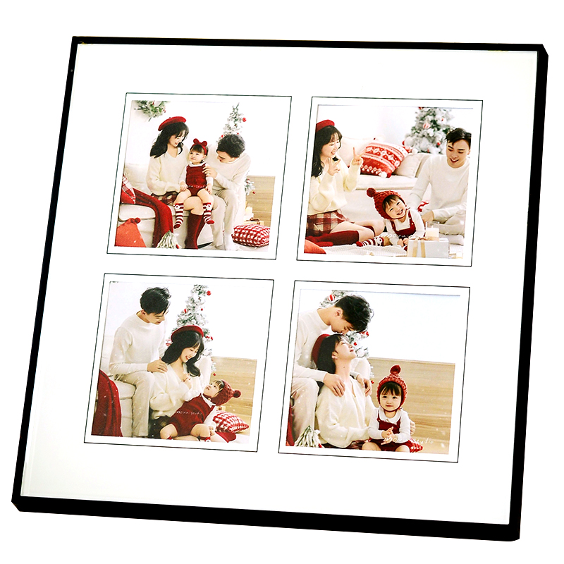 韩式四宫格黑天鹅相框婚纱照全家福儿童水晶摆台10寸寸可换照片