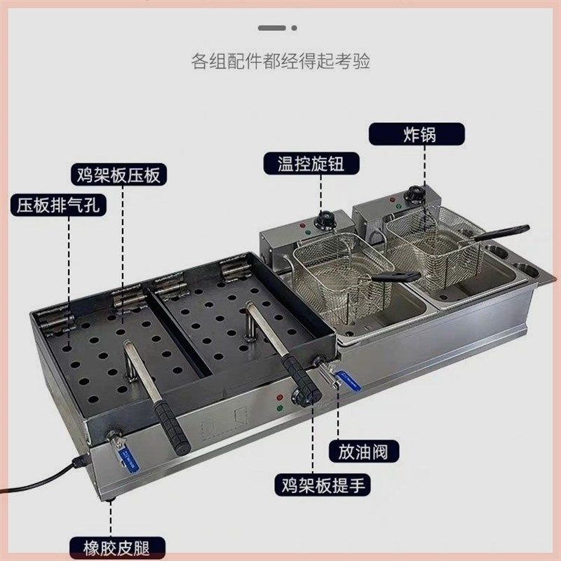 电铁板鸡架鸡架炉鸭架商用炸鸡铁板烧压板油炸锅体图片