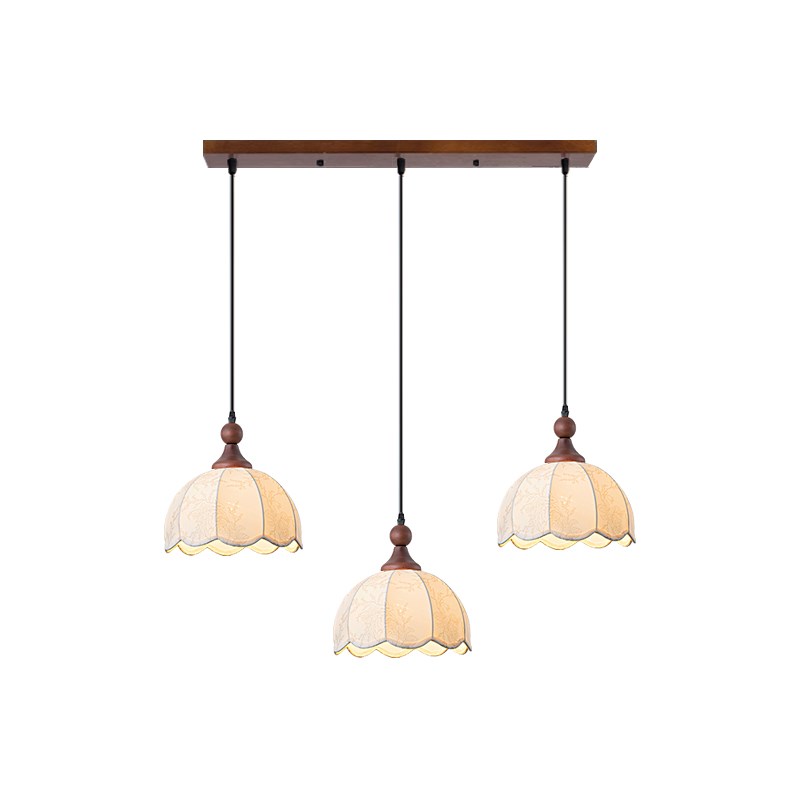 新款中古风餐厅吊灯三头圆盘卧室布艺走廊过道书房高级感单头吊灯