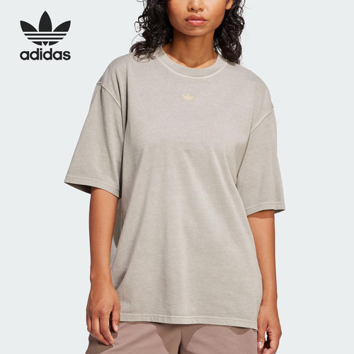 Adidas/阿迪达斯官方正品三叶草女士针织休闲宽松透气短袖JI5730