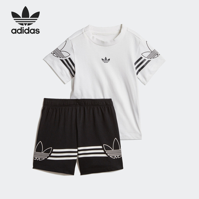 Adidas/阿迪达斯正品 当季男婴童OUTLINE TEE SET短袖套服 DV2833