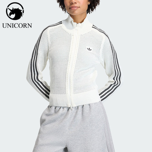 Adidas/阿迪达斯正品三叶草女士休闲立领针织运动透气外套KC6496
