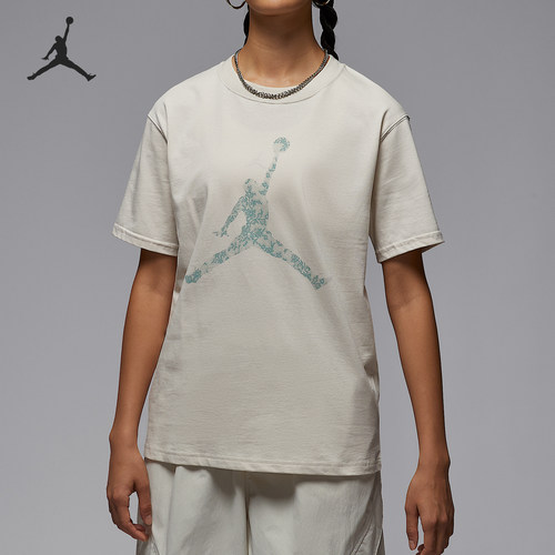 Nike/耐克正品JORDAN女士宽松印花针织运动短袖HV0199-104