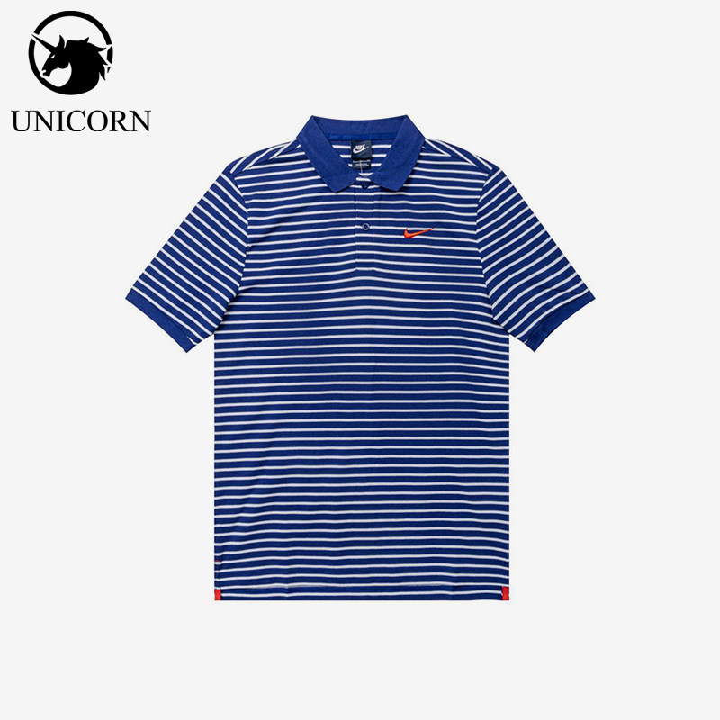 Nike/耐克正品时尚男士条纹舒适透气经典短袖针织衫727690-455