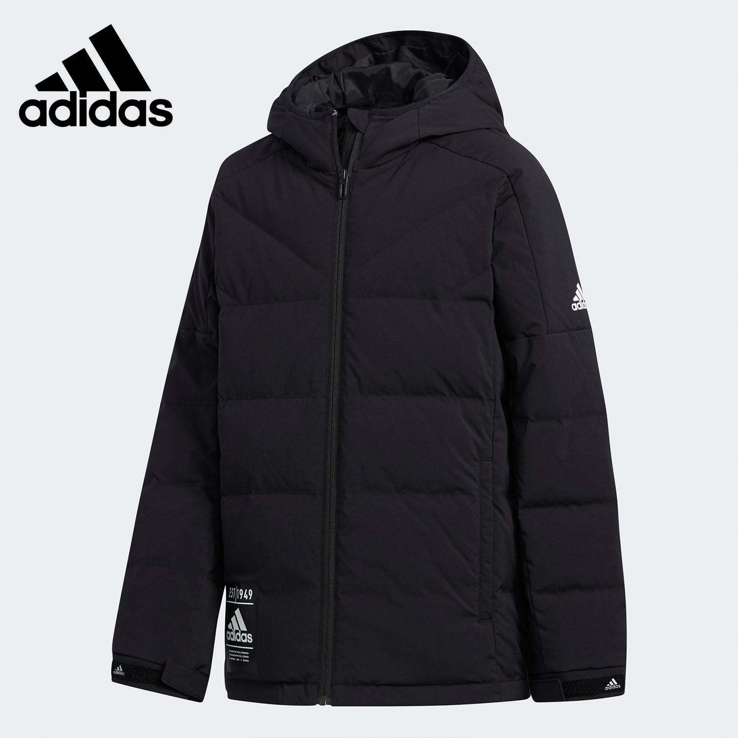 Adidas/阿迪达斯正品大童保暖运动中长款连帽羽绒服 EH4167