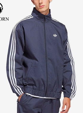 Adidas/阿迪达斯正品三叶草男蓝色夹克经典条纹夹克外套KS8221