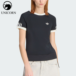 Adidas/阿迪达斯正品三叶草女士透气双层运动修身短袖T恤KW4528