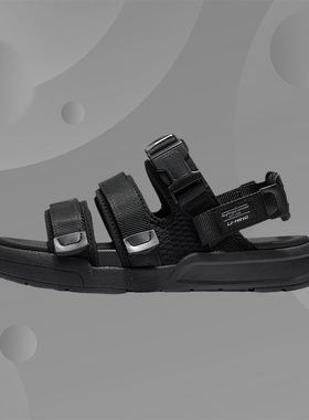 李宁正品夏季新款男子舒适透气魔术贴休闲运动沙滩鞋凉鞋AGUS003