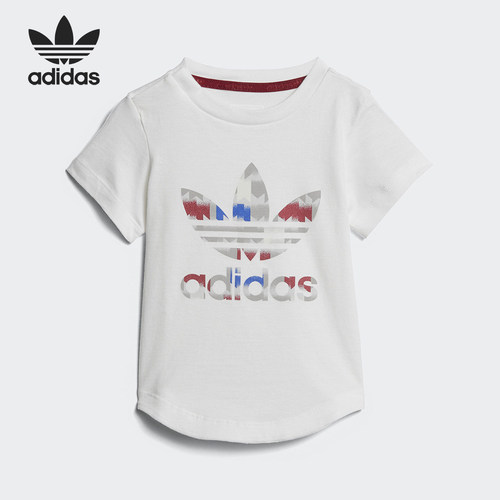 Adidas/阿迪达斯正品2025婴童休闲圆领透气运动印花短袖T恤CE4370