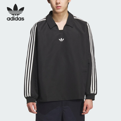 Adidas/阿迪达斯官方正品三叶草男女翻领套头运动宽松长袖KF9602