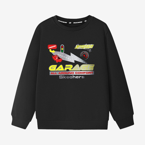 Skechers斯凯奇正品男童圆领亲肤套头长袖卫衣L426B026-0018