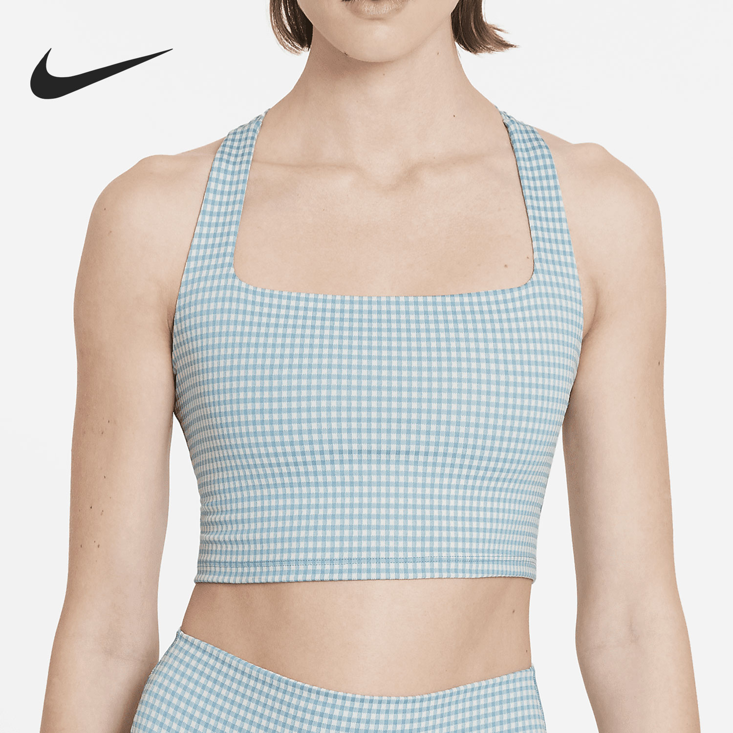 Nike/耐克正品YOGA 短款格纹柔软弹性女子瑜伽背心 DA1095-134