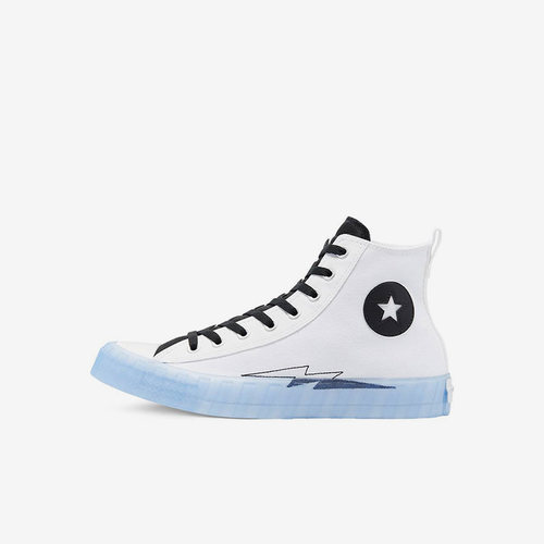 Converse匡威 白蓝撞色透明底刺绣轻便舒适高帮休闲帆布鞋169468C