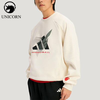 Adidas/阿迪达斯官方正品秋冬男士加绒篮球针织卫衣套头衫KT0625