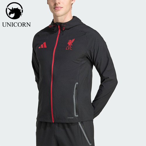 Adidas/阿迪达斯正品2025夏季款男士日常足球连帽运动外套JZ5556