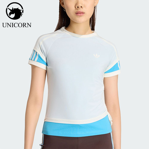 Adidas/阿迪达斯官方正品三叶草女士双层修身时尚休闲T恤KW4527