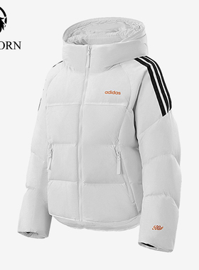 Adidas/阿迪达斯正品女士防风防保暖连帽短款羽绒服KB5666