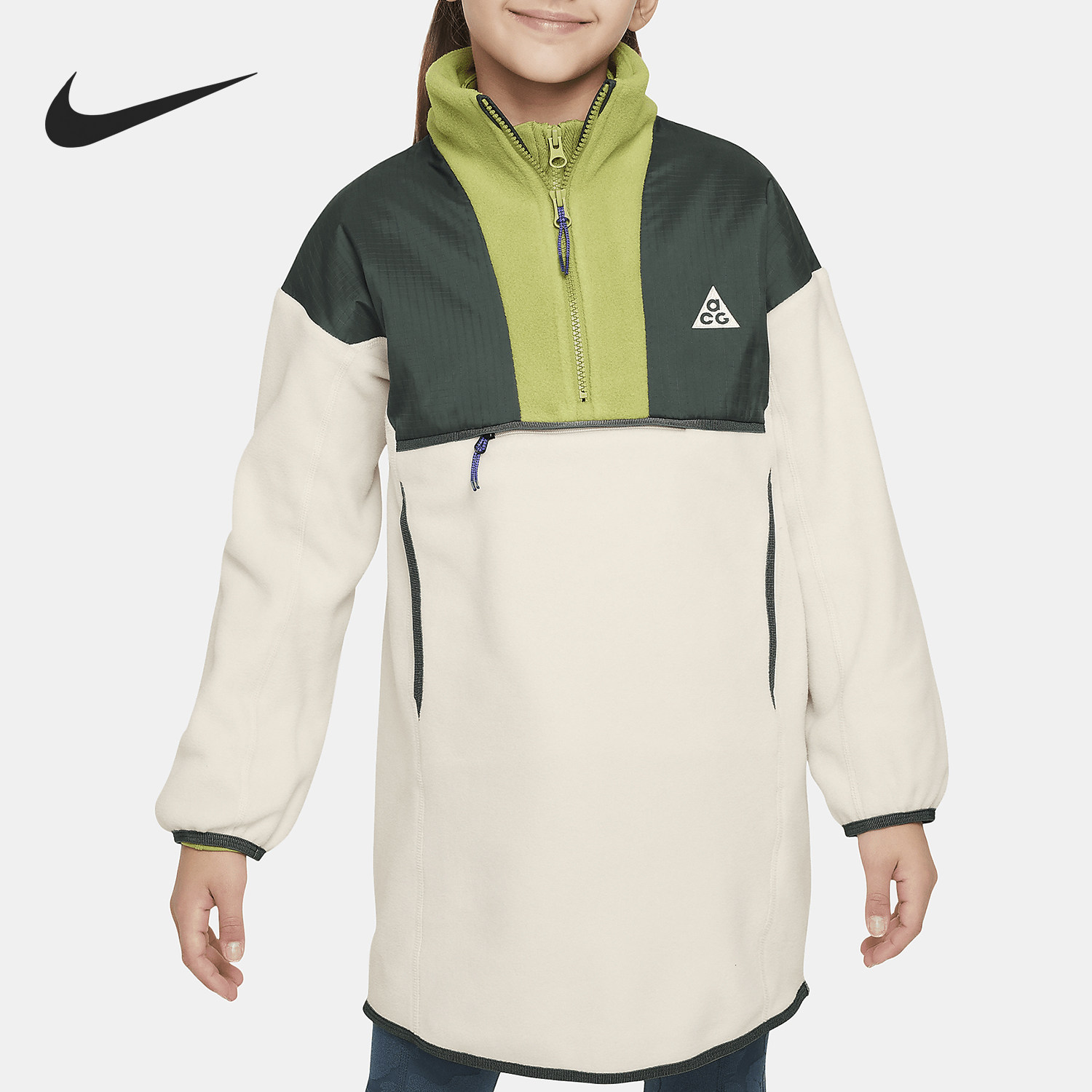 Nike/耐克正品2025大童宽松立领半拉链套头外套FD2872-104