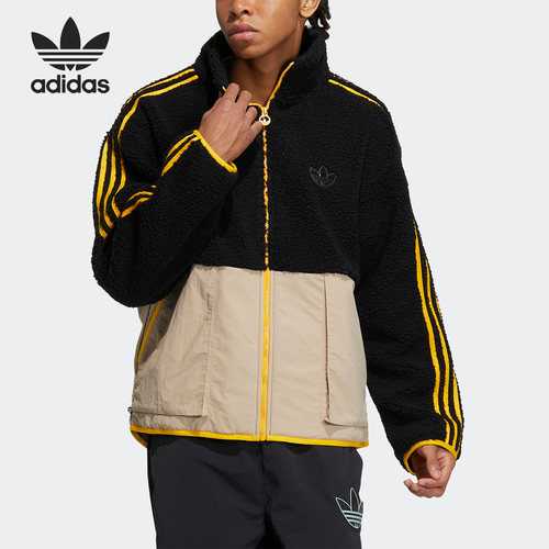 Adidas/阿迪达斯官方正品三叶草加厚仿羊羔绒男子运动夹克HY1376
