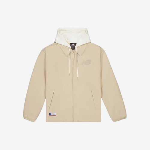 New Balance新百伦正品男拼接保暖防寒连帽棉服NQE11011-BEI