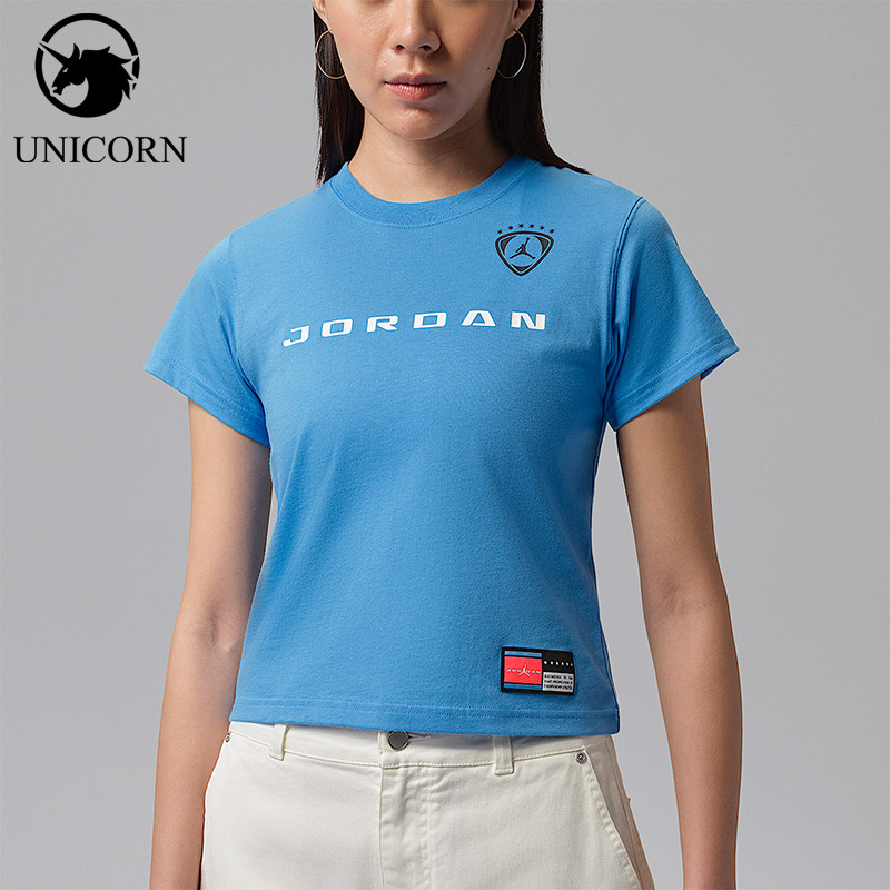 Nike/耐克正品JORDANBroklyn新款女大学经典蓝黑色T恤IR8804-412