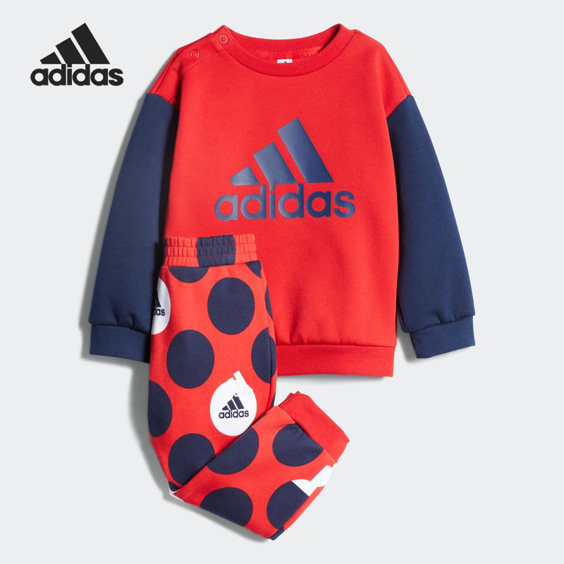 Adidas/阿迪达斯正品儿童运动休闲印花卫衣长裤套装 GP0344