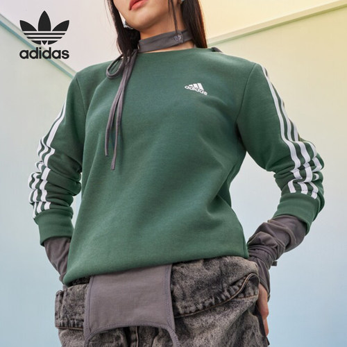 Adidas/阿迪达斯正品FW24女士圆领复古经典加绒卫衣HM1930