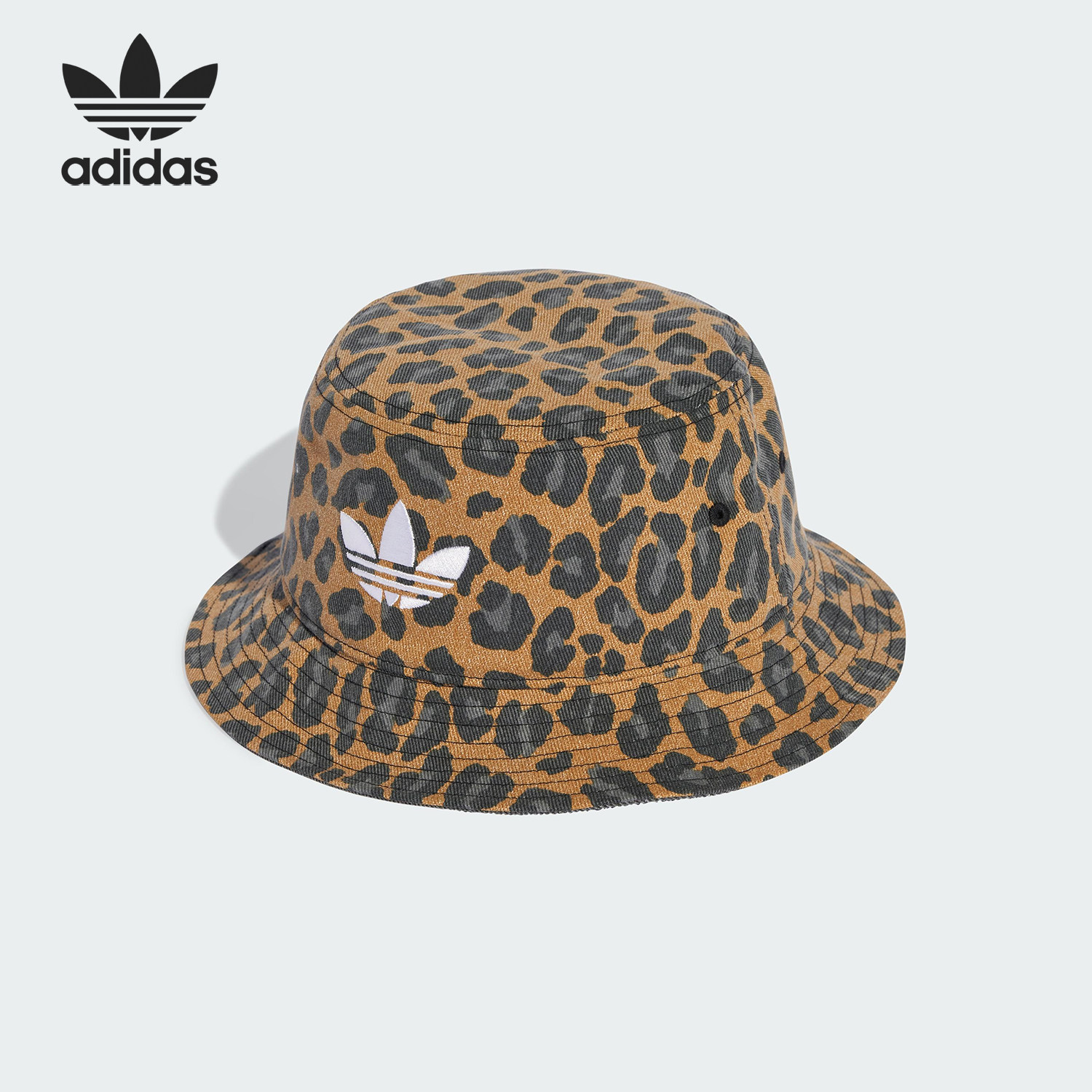 Adidas/阿迪达斯正品三叶草男女豹纹经典印花时尚渔夫帽JX0603